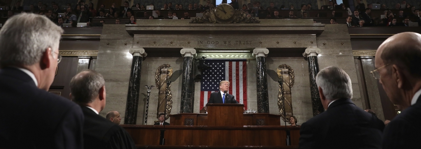 President Trump delivers his first State of the Union address. (Win McNamee/AP Photo)