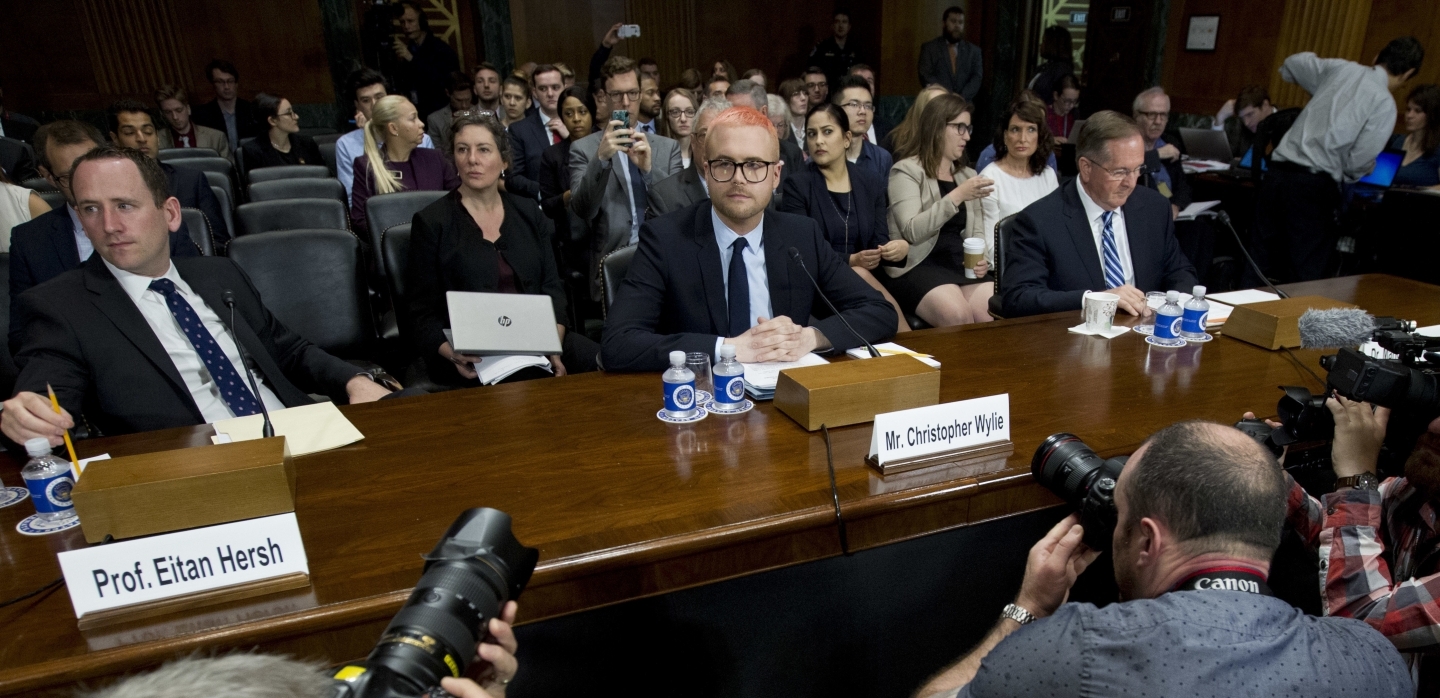 Former Cambridge Analytica employee Chris Wylie testifies about the alleged improper use of information from millions of Facebook users for political purposes. ( AP Photo/Jose Luis Magana)