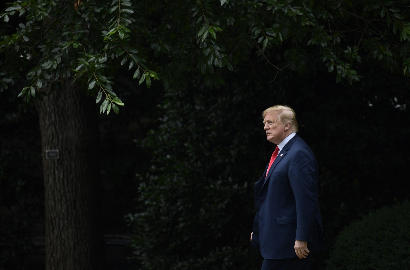 President Donald Trump out of the Oval Office and towards Marine One on the South Lawn of the White House in Washington, Wednesday, June 27, 2018. (AP Photo/Susan Walsh)