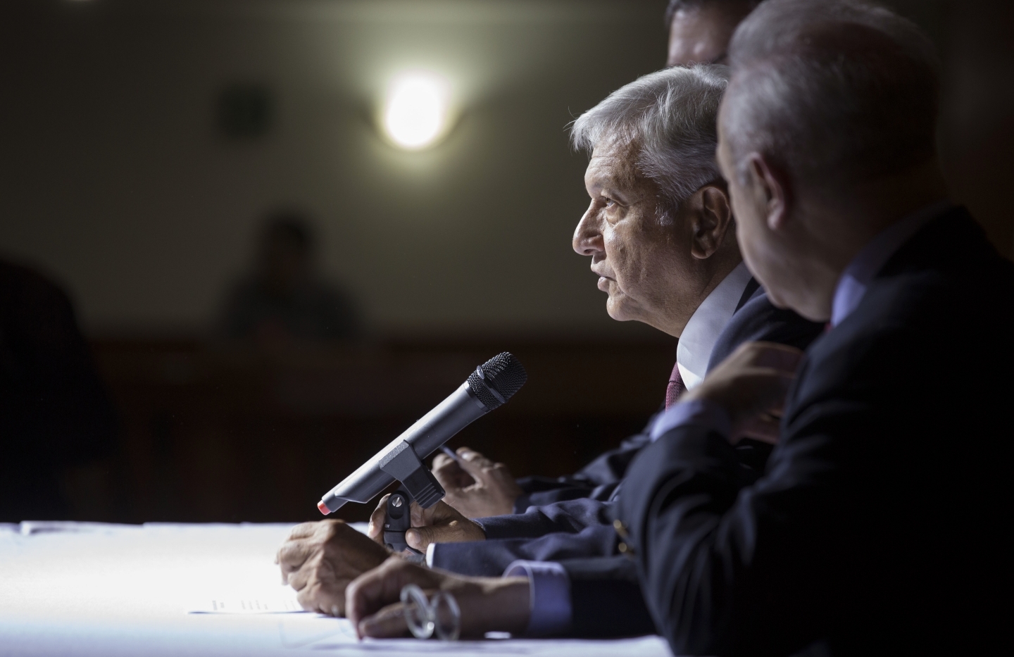 Mexico's President-elect Andres Manuel Lopez Obrador gives a press conference in Mexico City on July 5, 2018. (AP Photo/Moises Castillo)