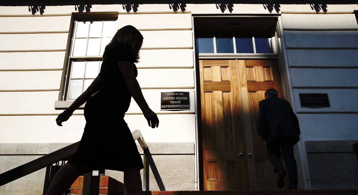Canada's Foreign Affairs Minister Chrystia Freeland arrives at the Office of the United States Trade Representative on August 29, 2018. (AP Photo/Jacquelyn Martin)