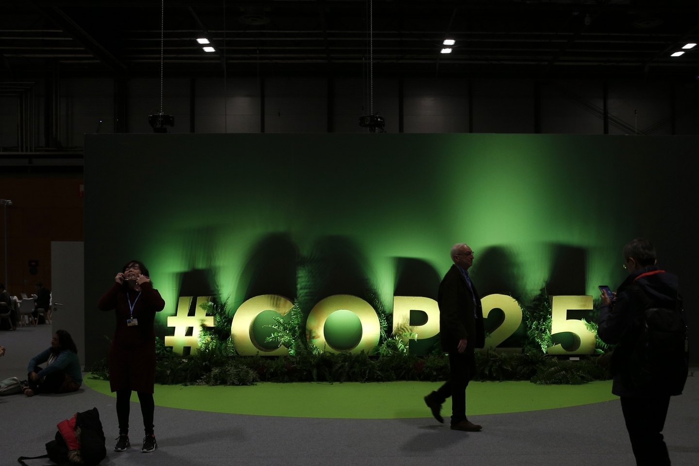 A sign at the COP25 climate talks in Madrid, Spain, Tuesday, December 3, 2019. (AP Photo/Manu Fernandez)