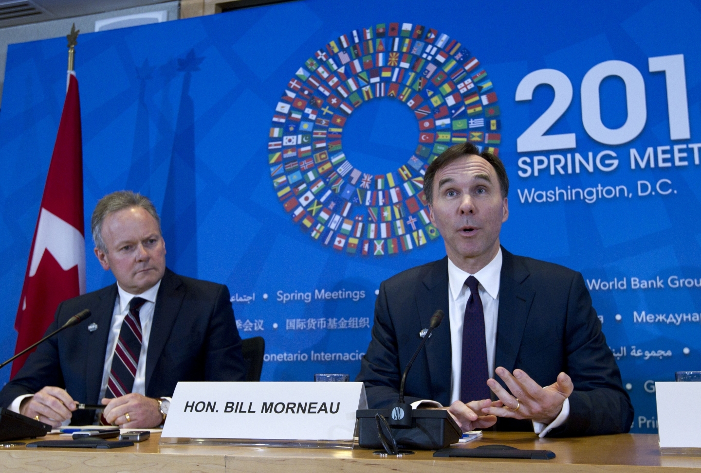 Canadian Finance Minister Bill Morneau with Bank of Canada Governor Stephen Poloz ( AP Photo/Jose Luis Magana)