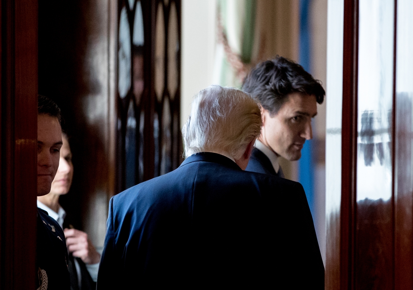 US President Donald Trump and Canadian Prime Minister Justin Trudeau (AP Photo/Andrew Harnik)