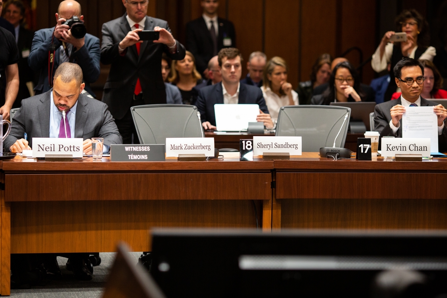 Mark Zuckerberg's seat was empty during the second meeting of the International Grand Committee in Ottawa. (CIGI Photo/Stephen D'Alimonte)