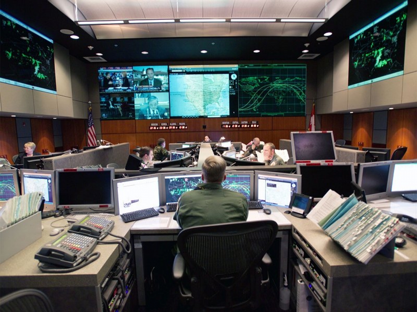NORAD Tactical Operations Center, (NORAD, marked as public domain - Wikimedia Commons)