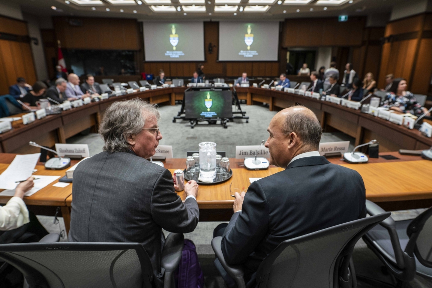Jim Balsillie and former Facebook advisor Roger McNamee at the International Grand Committee on Big Data, Privacy and Democracy on May 27, 2019. (CIGI Photo)
