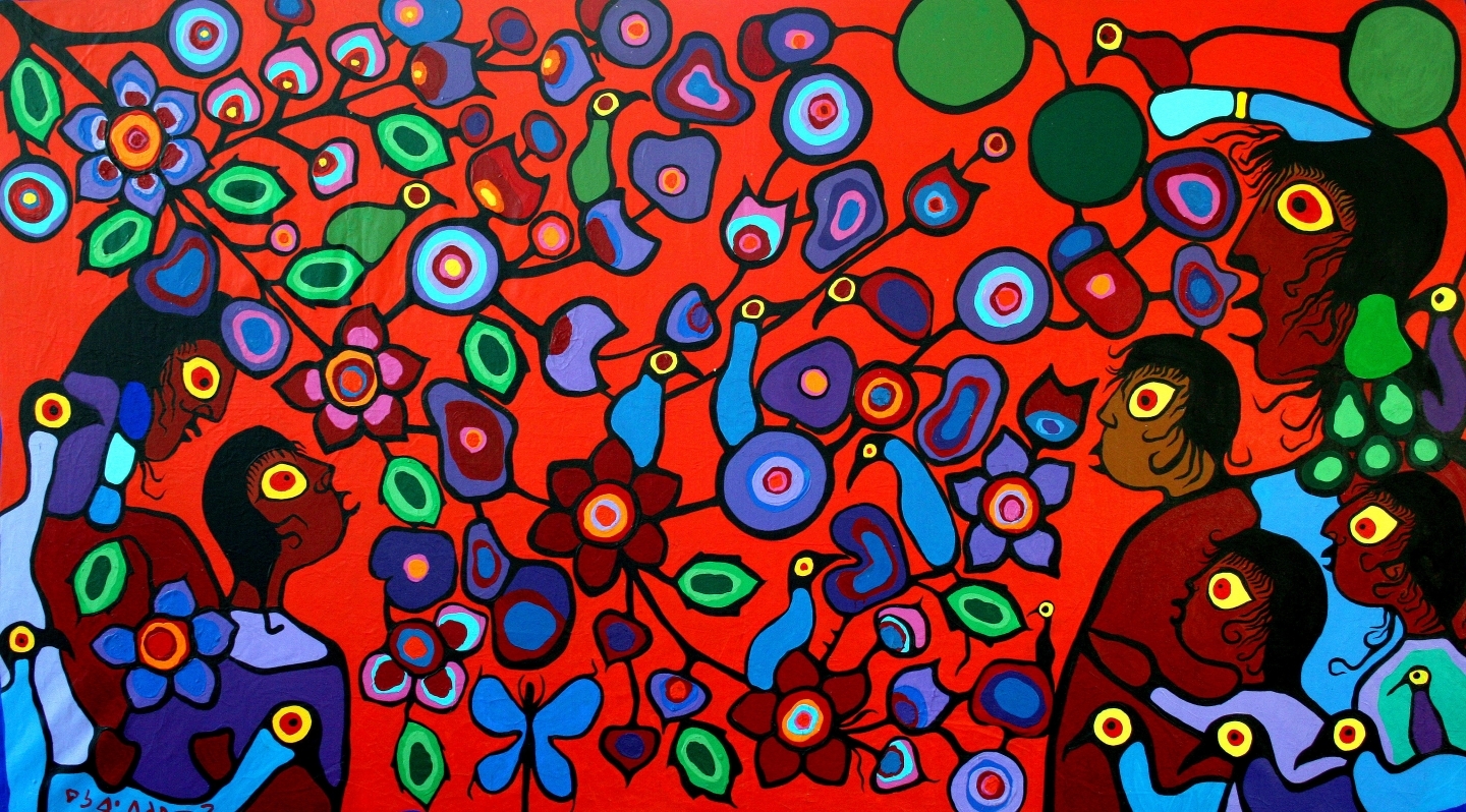 The Masterpiece Norval Morrisseau, 1982, 64”112, acrylic on canvas (Courtesy of The Coghlan Art Gallery)