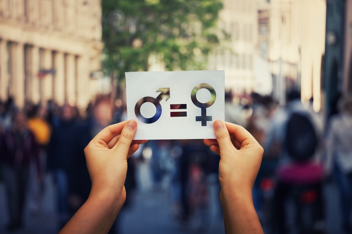 Display of gender equality concept through signage (Shutterstock)