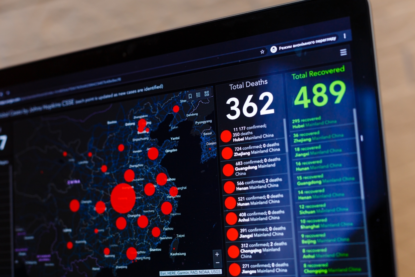 COVID-19 data on computer screen (Shutterstock)