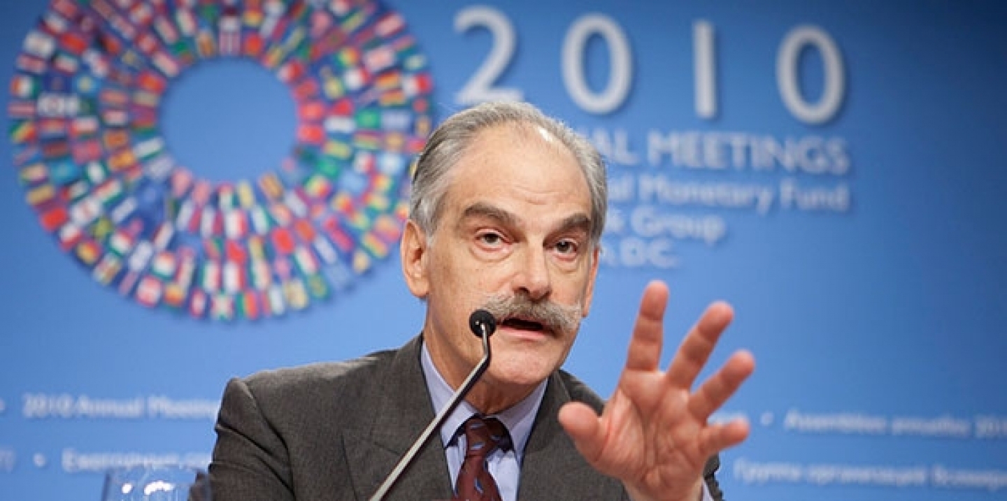 John Lipsky answers questions during his press conference October 7, 2010 at the IMF Headquarters in Washington, DC. (IMF Photograph/Stephen Jaffe)