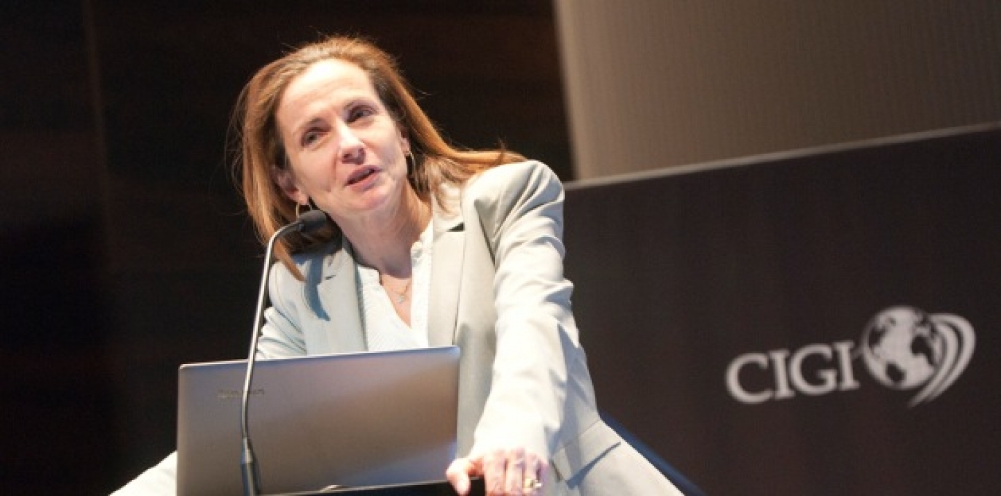 Margaret S. McMillan, associate professor of economics at Tufts University, presents "Africa's Quiet Revolution" at CIGI. (CIGI Photo/Lisa Malleck)