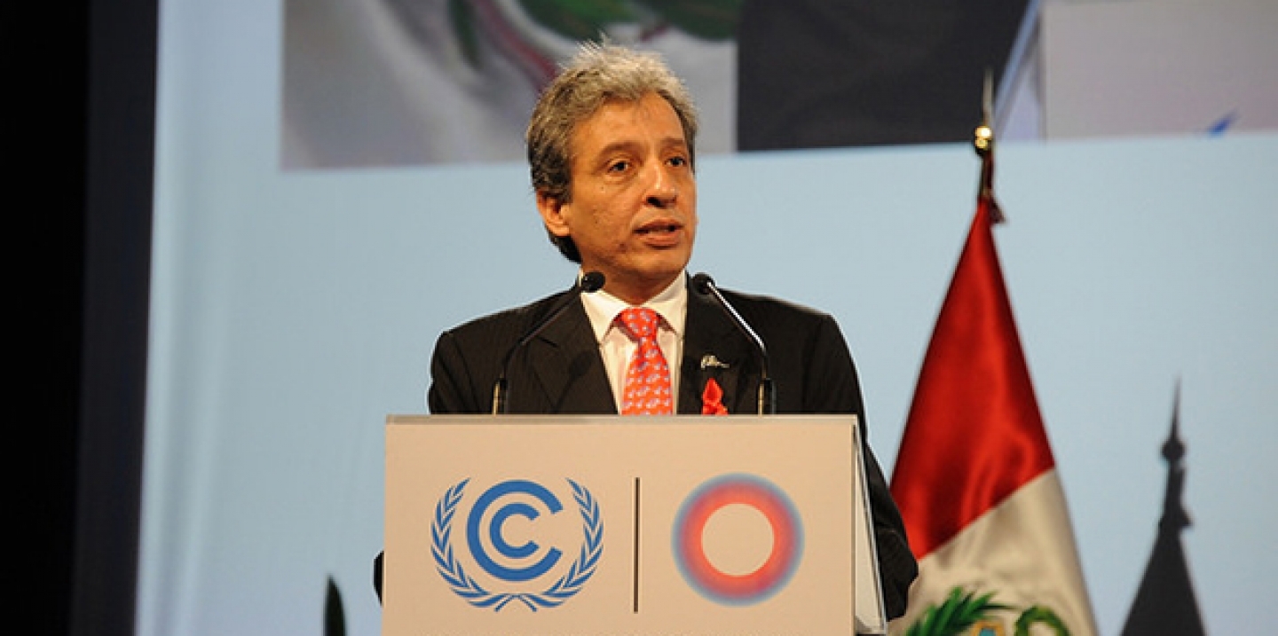 Manuel Pulgar-Vidal speaks at the UN Climate Change Conference in Lima, Peru. (UNclimatechange Photo via Flickr CC)