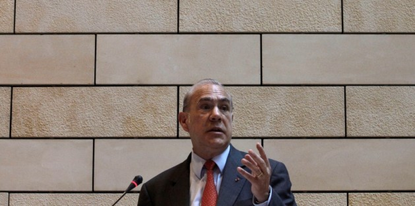 OECD Secretary General Angel Gurria talks during the presentation of OECD Economic Survey of Greece, in Athens. (AP Photo/Dimitri Messinis)