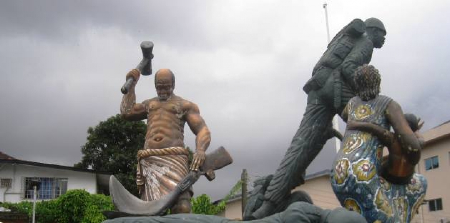 A scene from the Sierra Leone Peace and Cultural Monument in Freetown (Michael Lawrence).