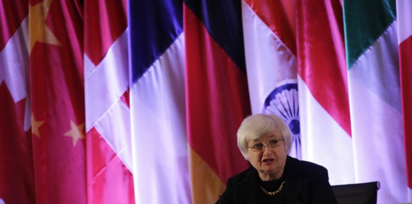 Janet Yellen delivers a speech at the International Monetary Conference in Shanghai, China, Monday, June 3, 2013. (AP Photo/Eugene Hoshiko)