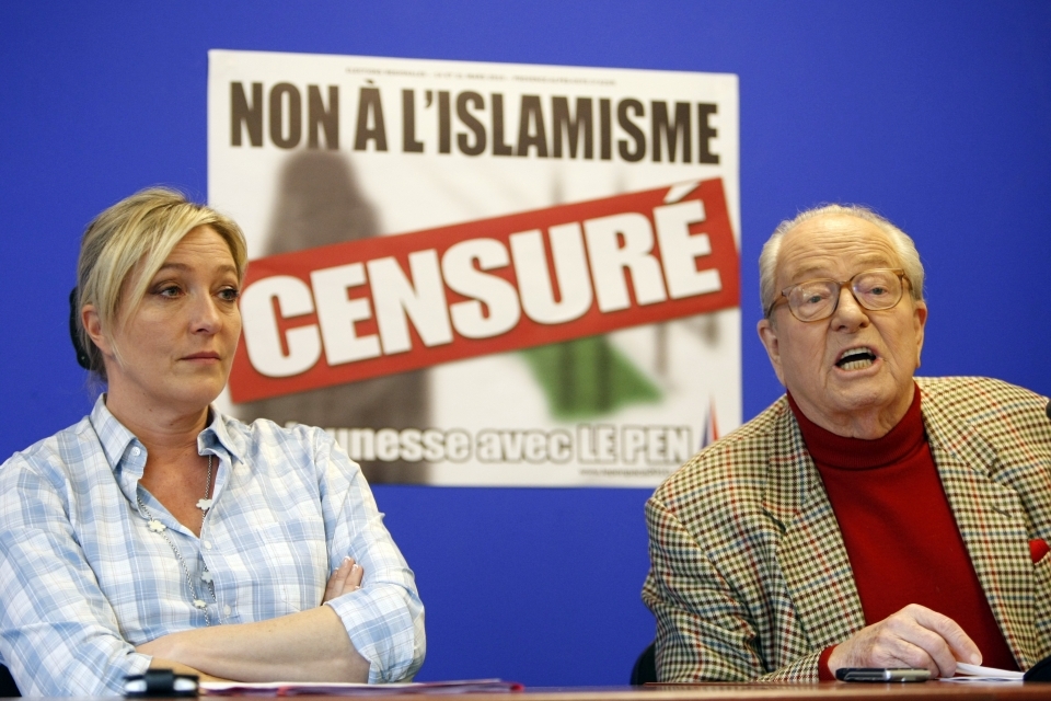 Marine Le Pen, with her father, Jean-Marie, in 2010, before she ejected him from France’s Front National (AP Photo/Francois Mori)