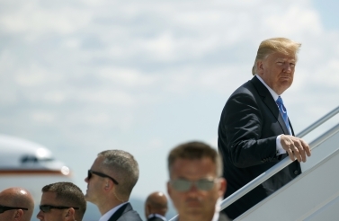 President Donald Trump leaves the G7 summit in Charlevoix, Quebec early for a trip to Singapore to meet with North Korean leader Kim Jong Un. (AP Photo/Evan Vucci)