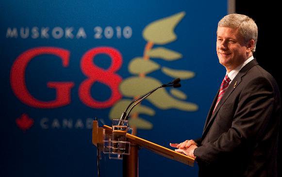 G8 Prime Minister Stephen Harper takes questions from the media.JPG